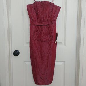 NEW WITH TAGS Tracy Reese strapless shiny crinkle dress size 6